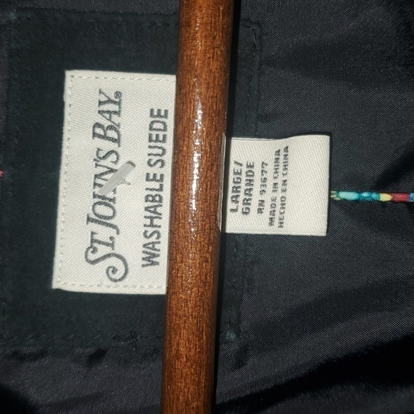 St. John's Bay jacket women's size large black washable suede genuine leather - Picture 3 of 5
